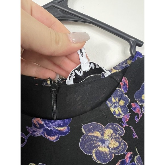 Ganni Floral Georgette Long Sleeve Shift Mini Dress Multicolor Size 36 - Picture 8 of 14